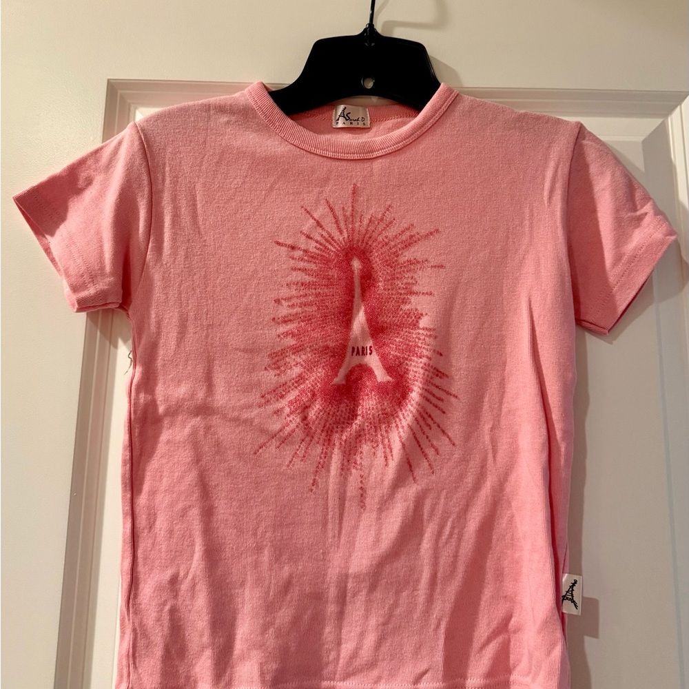 Pink Kids T-Shirt with Eiffel Tower Design